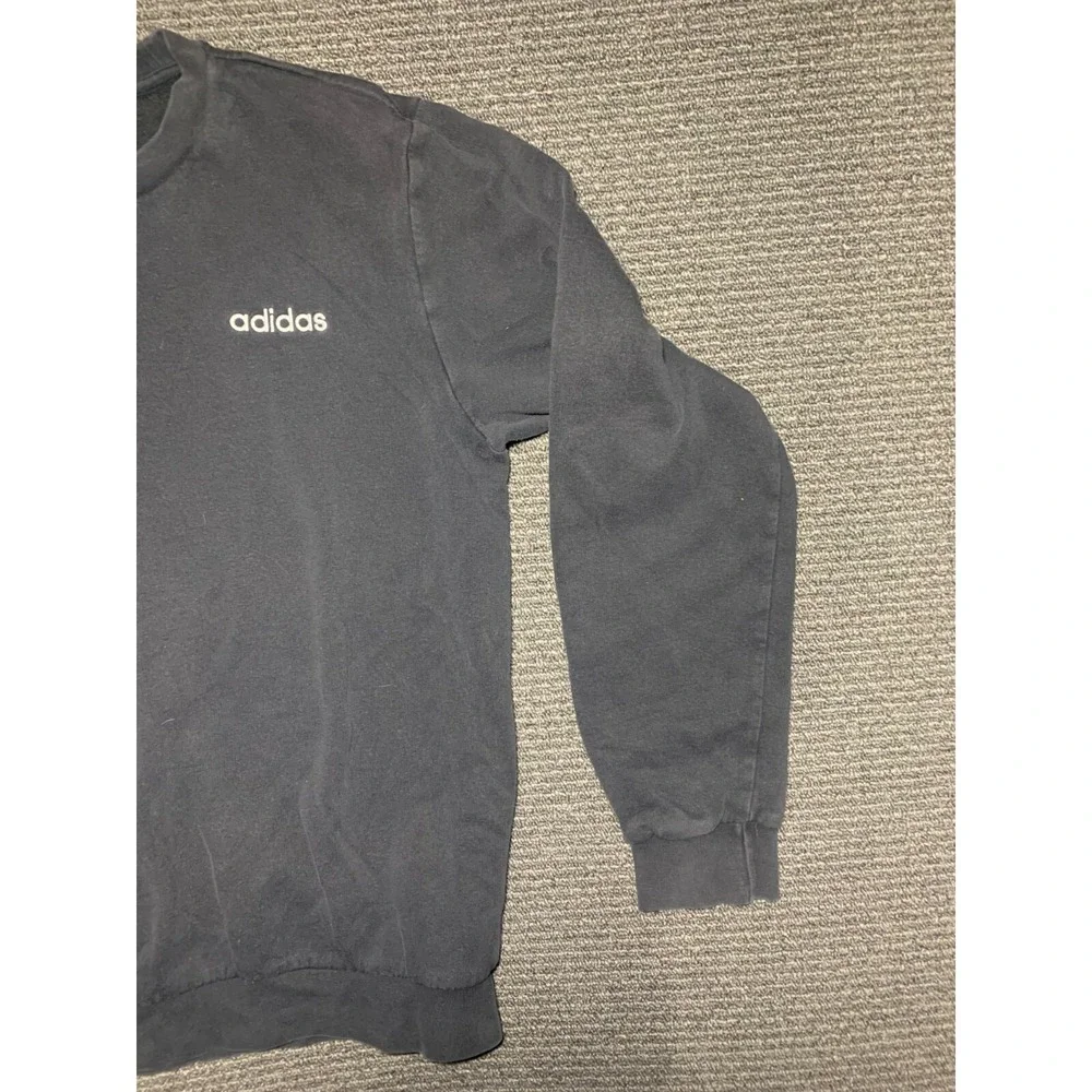 Adidas Sweatshirt Mens Small Black Crew Neck Long Sleeve Heavyweight Pullover